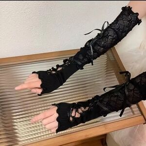 Lace-Up Sleeve Gloves Arm Warmers